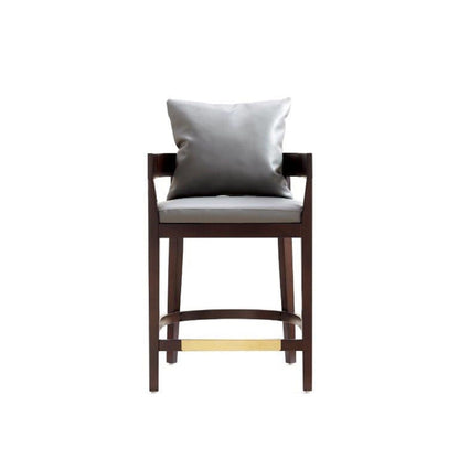 HouseOfZazla counter-height stool with gray upholstered seat and wood legs on Tampa Home & Garden Store
