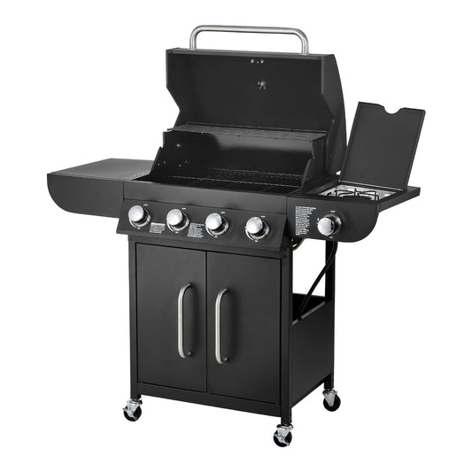Gas grill, 4-burner propane with side burner, black steel by HouseOfZazla on Tampa Home & Garden Store