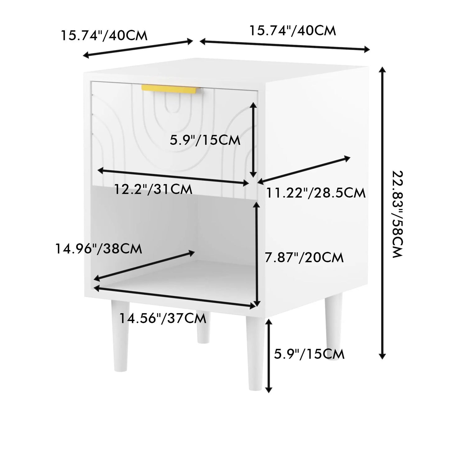 Nightstand With One Drawer and Open Shelf White