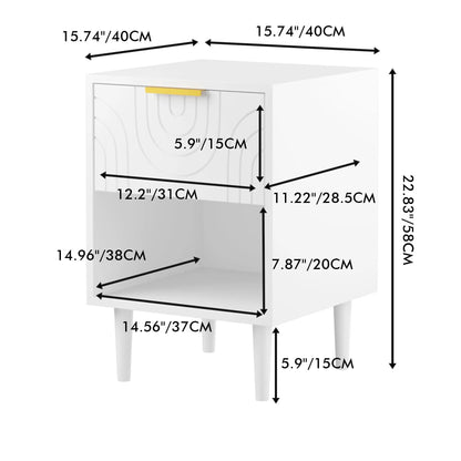 Nightstand With One Drawer and Open Shelf White