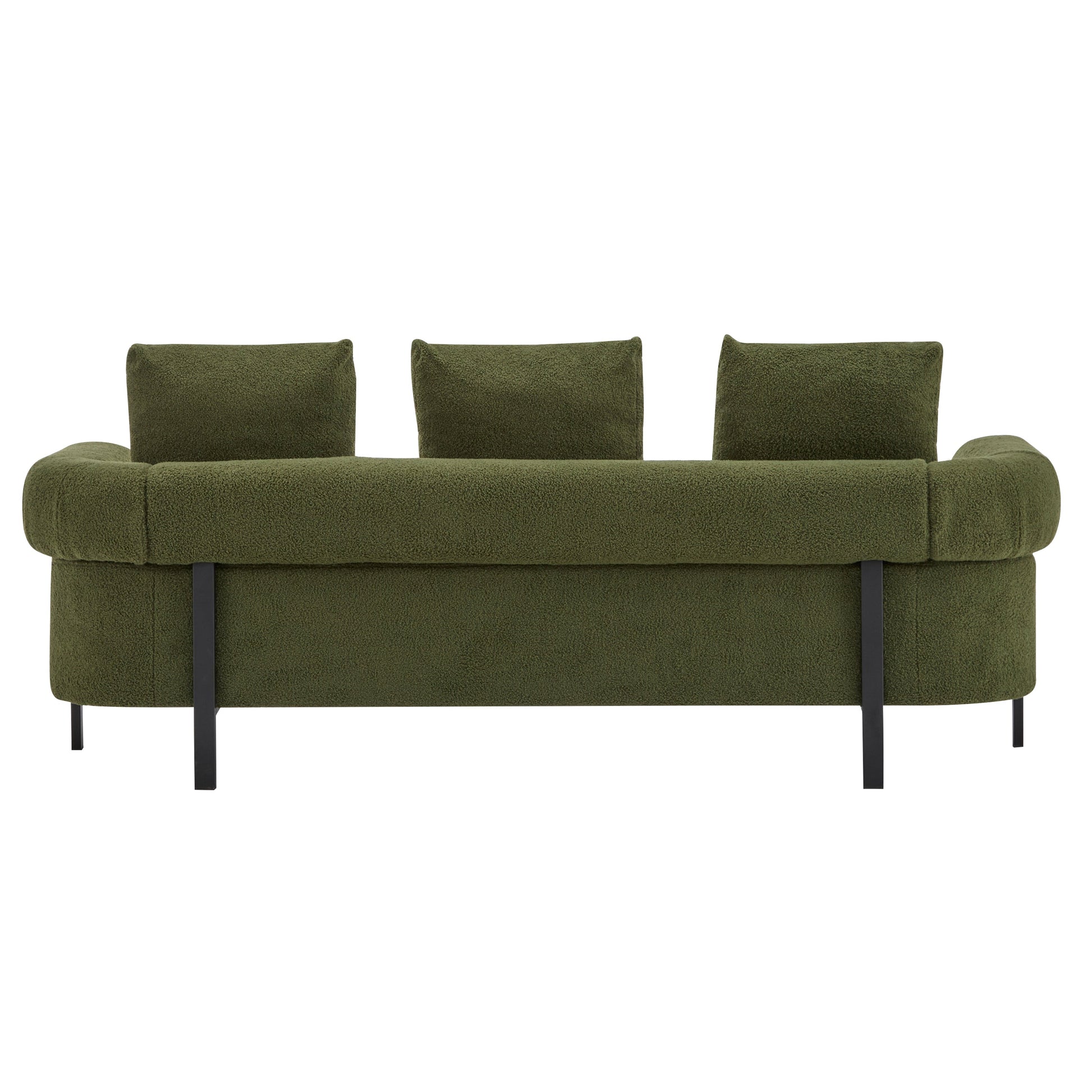 78in modern 3-seater sofa in olive green boucle with three back cushions and slim metal legs on Tampa Home & Garden Store