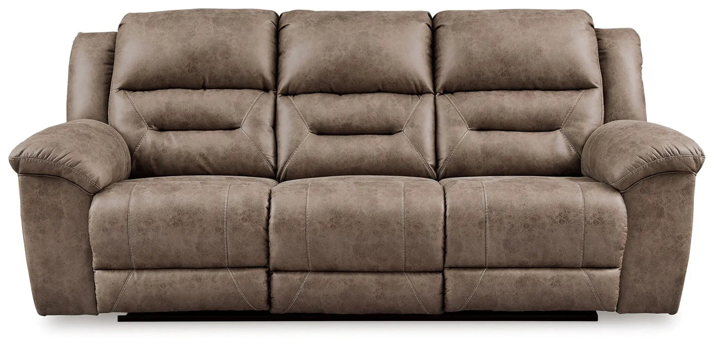 Stoneland power reclining sofa three-seat brown leather-like upholstery Unique Piece Furniture on Tampa Home & Garden Store