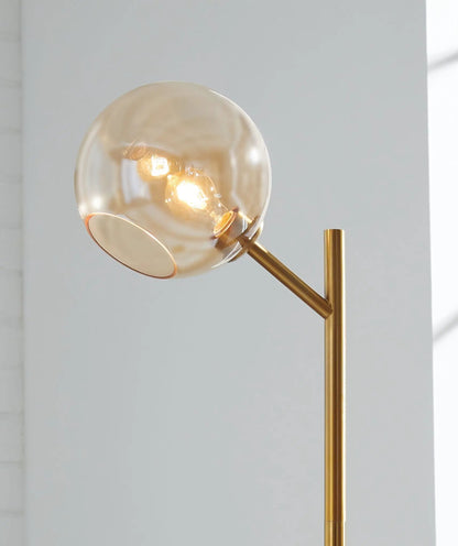 Abanson Metal Floor Lamp Amber Gold Finish