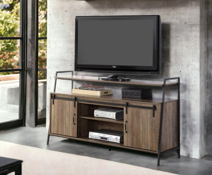 Rashawn Rustic TV Stand Oak Console Media Center
