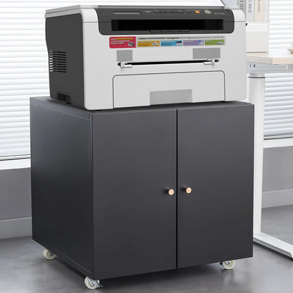 2-door steel copier cabinet on caster wheels; dark gray body with light top mobile printer stand on Tampa Home & Garden Store