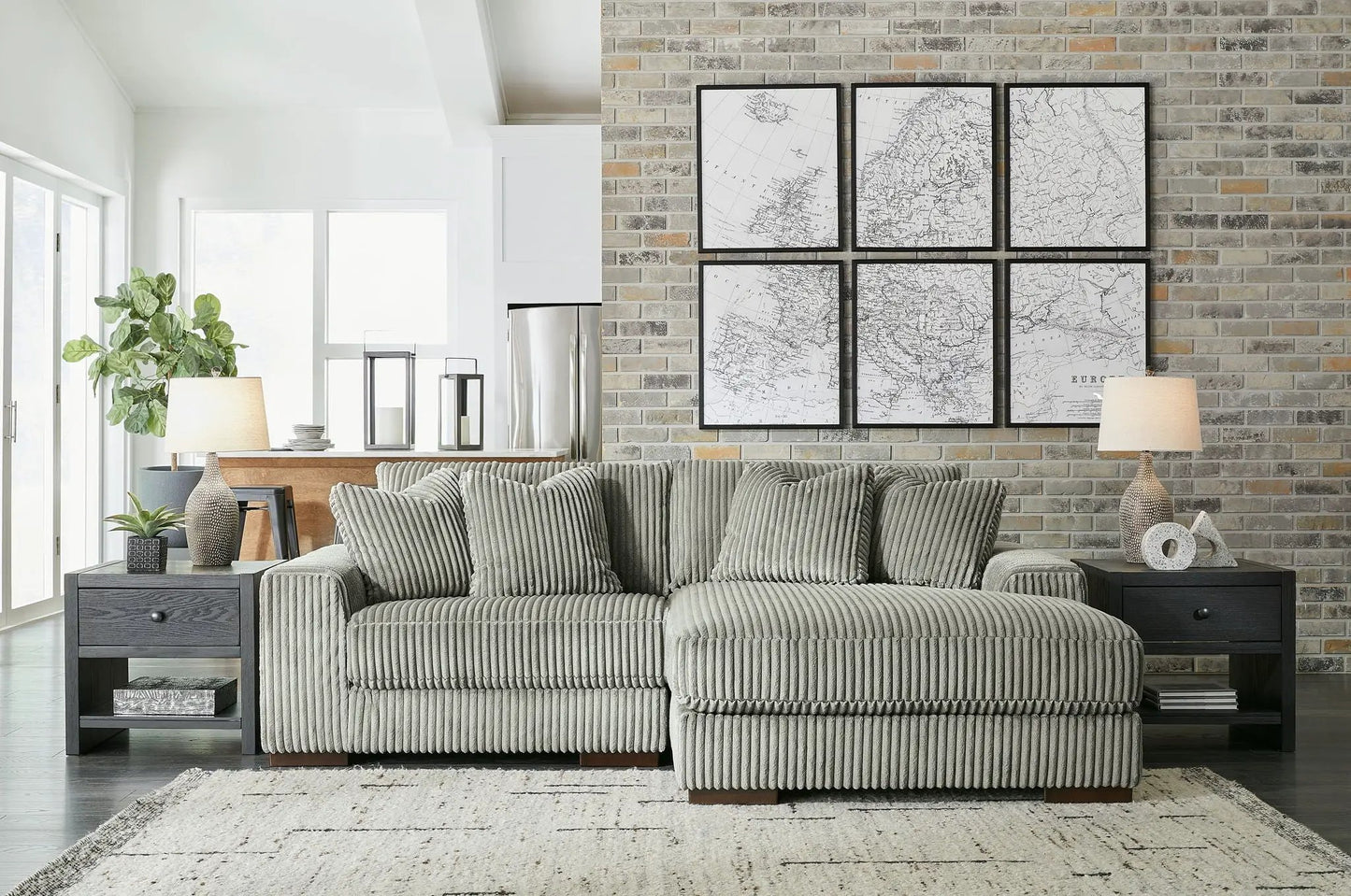 Lindyn Sectional Sofa with Cord Upholstery