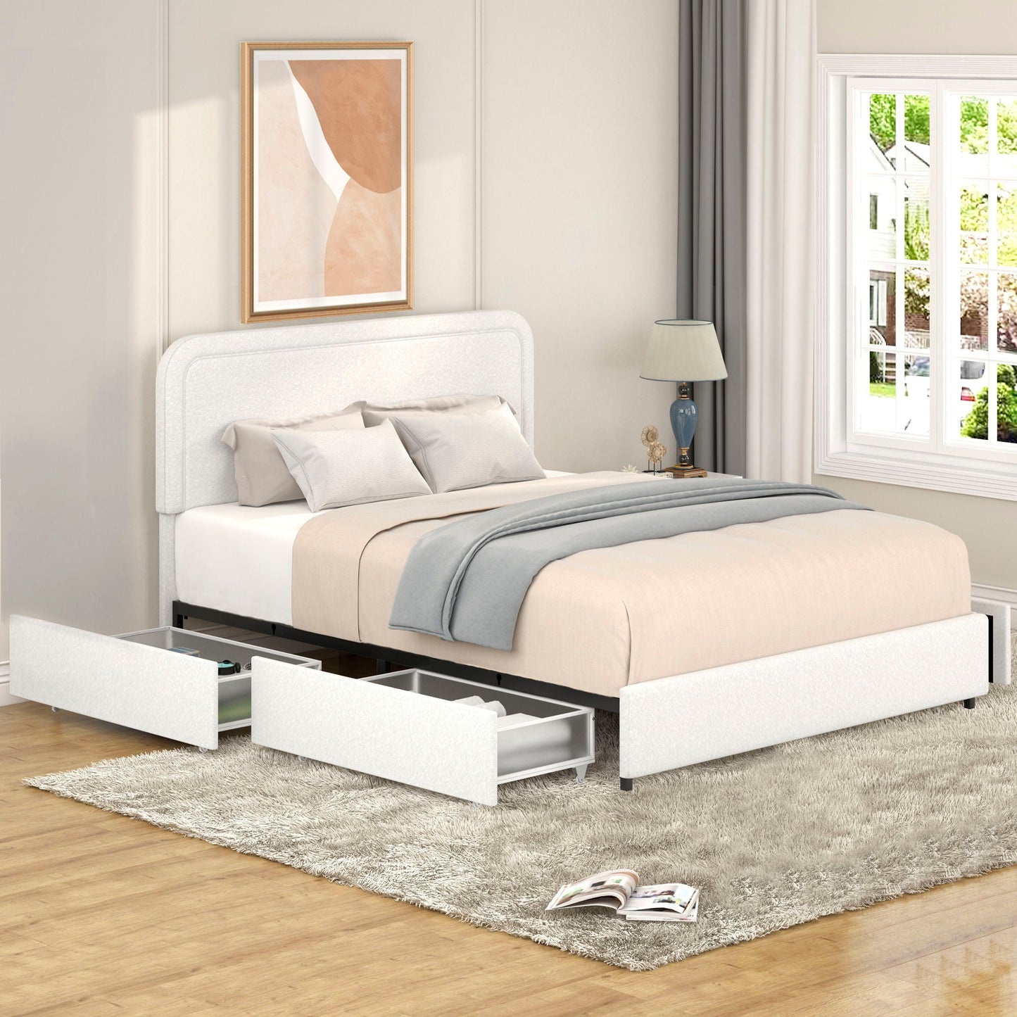 Liv Upholstered Storage Platform Bed with Drawers