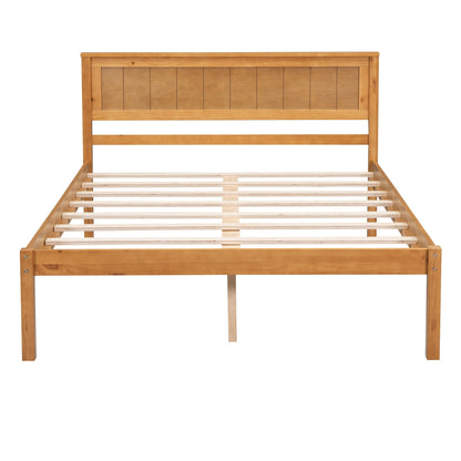 Strong Espresso Wood Platform Bed and Headboard