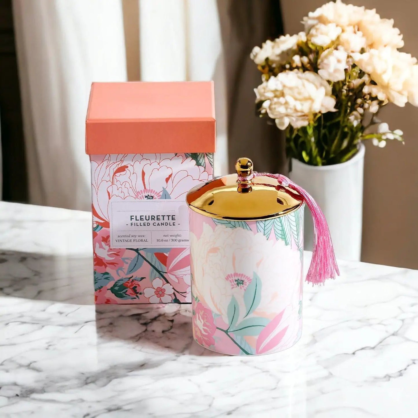 Vintage Floral Candle Gift Box and Soy Wax