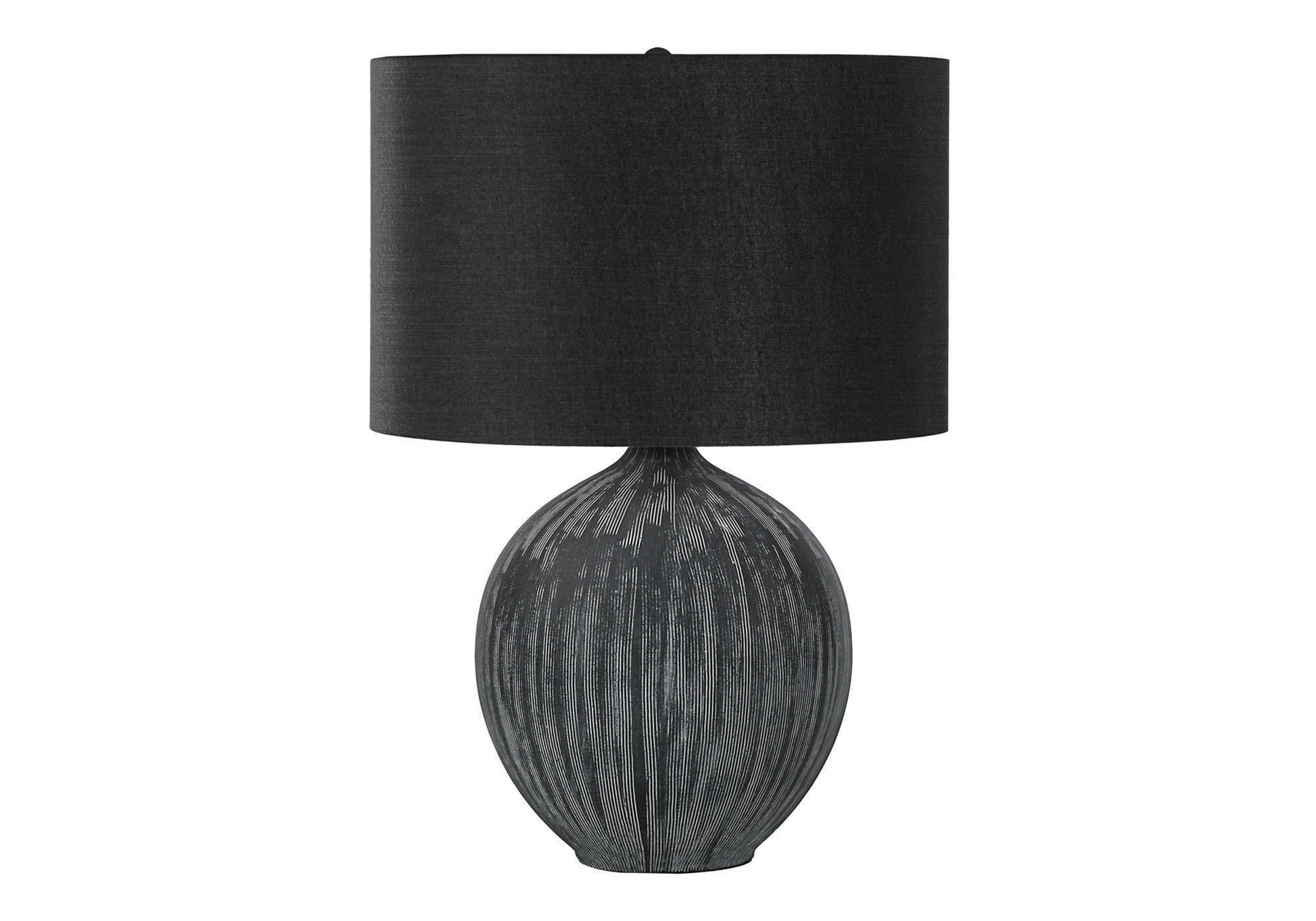 Table lamp ceramic base, black with ribbed texture, contemporary design by HouseOfZazla on Tampa Home & Garden Store