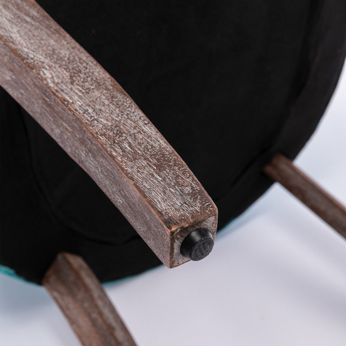Ultra Side Dining Chair Nail Head set of 2 with distressed wood arms and black upholstery on Tampa Home & Garden Store