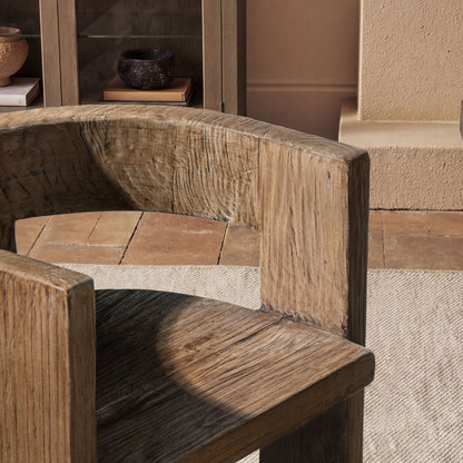 Accent Curved Dining Chair with Sculptural Frame in dark brown wood by HouseOfZazla on Tampa Home & Garden Store