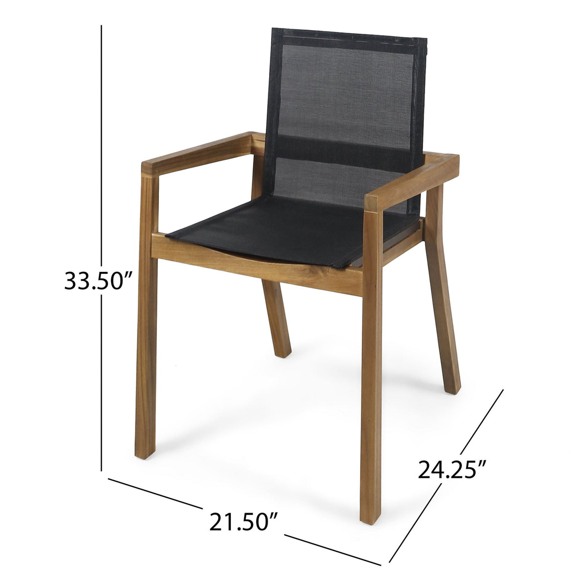 Belfast Dining Chair Set acacia wood frame with mesh seating outdoor 2pc HouseOfZazla on Tampa Home & Garden Store