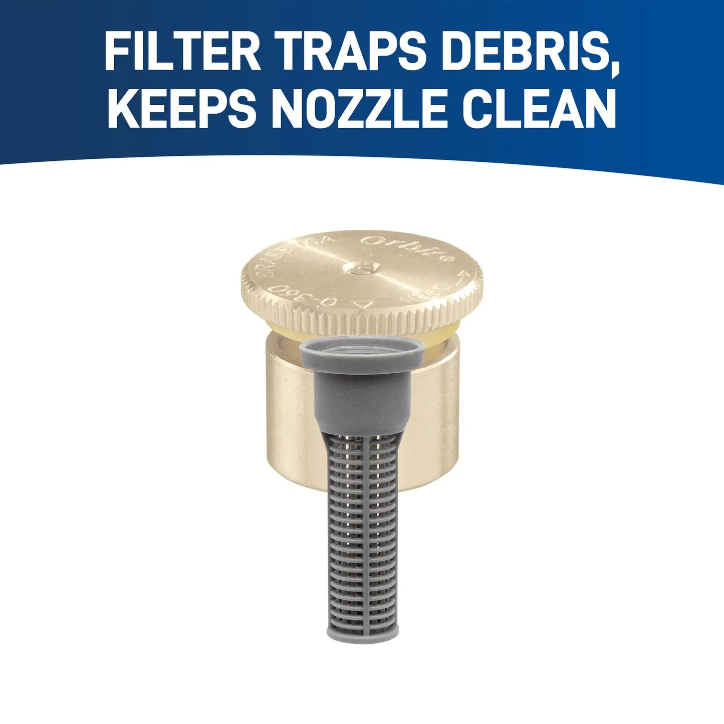 Brass adjustable pattern sprinkler nozzle with grey connector by Orbit Irrigation on Tampa Home & Garden Store