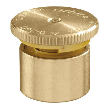 Brass spray nozzle with yellow insert from Orbit Irrigation, 15 ft spray on Tampa Home & Garden Store
