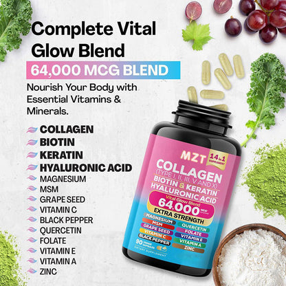 Perfecsy Collagen Capsule bottle with pink label Biotin and Keratin Hyaluronic Acid 90 capsules on Tampa Home & Garden Store