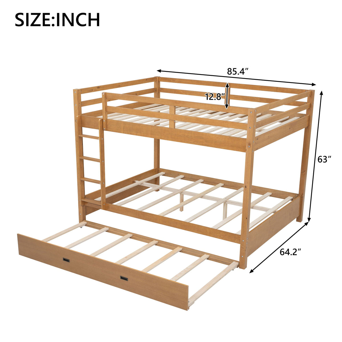 Sturdy bunk bed with ladder in natural wood finish, HouseOfZazla bunk beds on Tampa Home & Garden Store