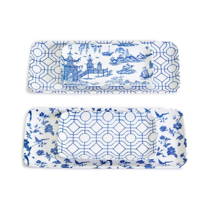 Chinoiserie Serving Set in Blue and White 4 Piece