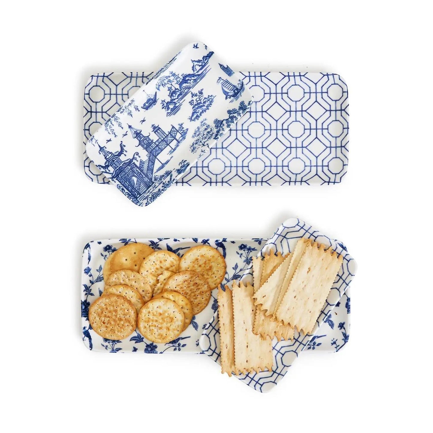 Chinoiserie Serving Set in Blue and White 4 Piece