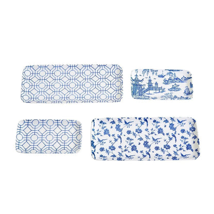 Chinoiserie Serving Set in Blue and White 4 Piece