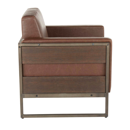 Industrial lounge chair espresso leather with wood accents and metal frame by HouseOfZazla on Tampa Home & Garden Store