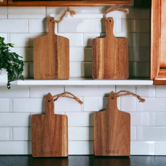 4 Gia Roma wood charcuterie boards serving trays rope-handled 8x4.5 in on Tampa Home & Garden Store