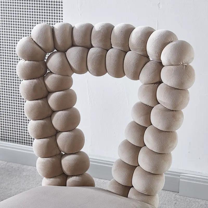 Modern Chair With Iron Tube Legs and Cushions