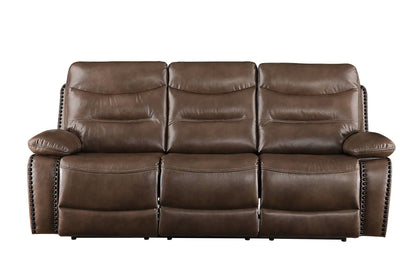 Aashi Leather Gel Match 3-Piece Recliner Living Room Set brown Unique Piece Furniture on Tampa Home & Garden Store
