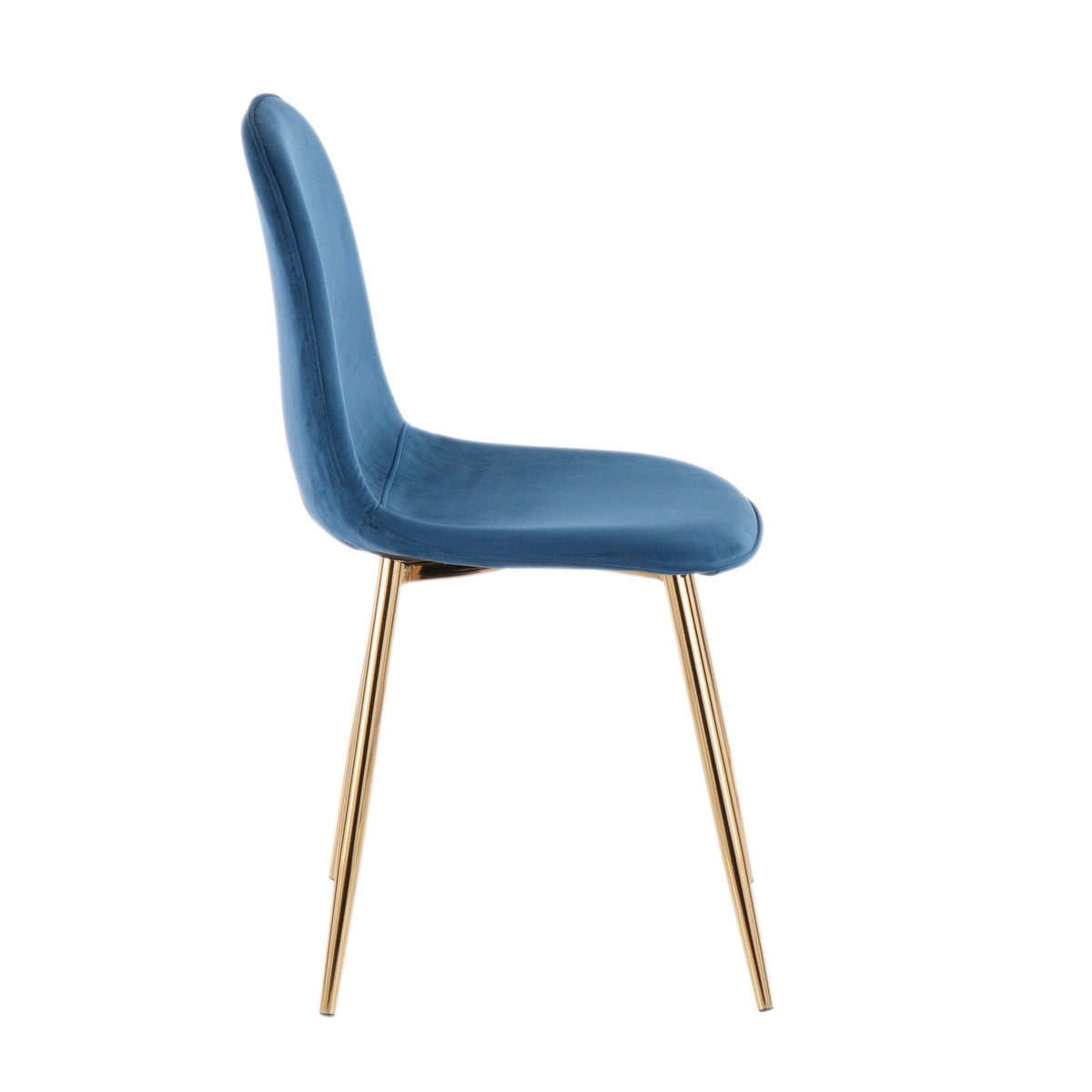 Pebble blue velvet upholstered chair with gold metal legs, modern design chair set on Tampa Home & Garden Store