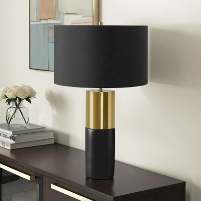 Table lamp with black fabric shade and gold metal base by Unique Piece Furniture on Tampa Home & Garden Store