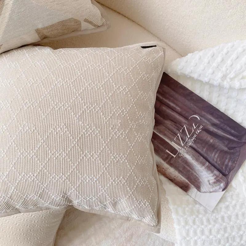 French Magnolia Sofa Pillow Case, beige textured lattice fabric, FLIPSTYLEZLLC on Tampa Home & Garden Store