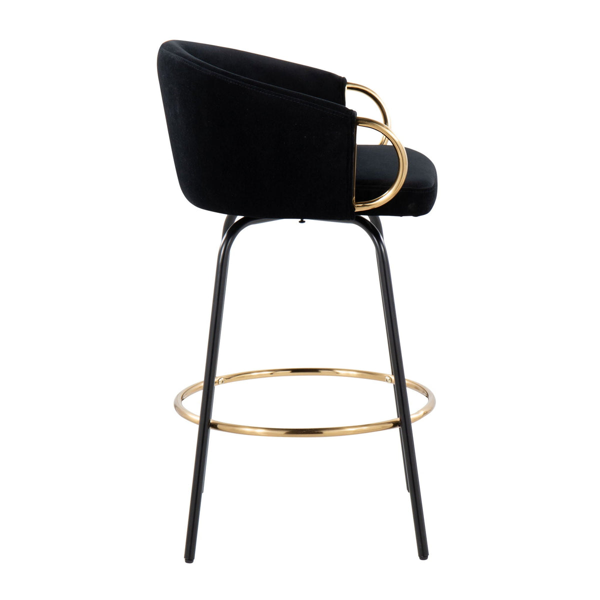 Contemporary Glam Counter Stool with black velvet upholstery and gold ring accents on Tampa Home & Garden Store