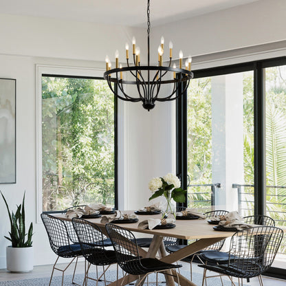 18-Light Industrial Iron Candle Chandelier black iron frame with gold candle cups by HouseOfZazla on Tampa Home & Garden Store