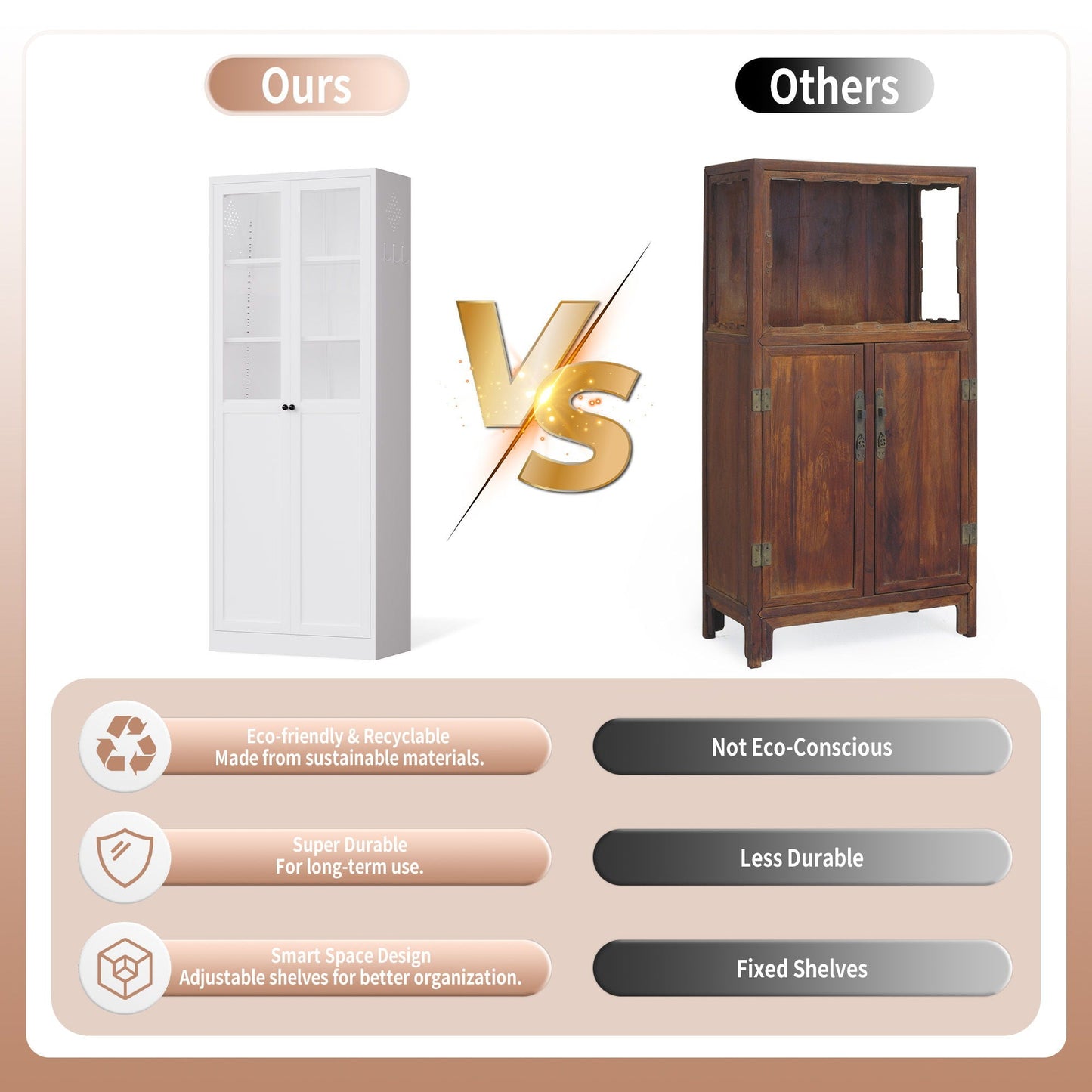 Tall Metal Pantry Cabinet and Adjustable Shelves
