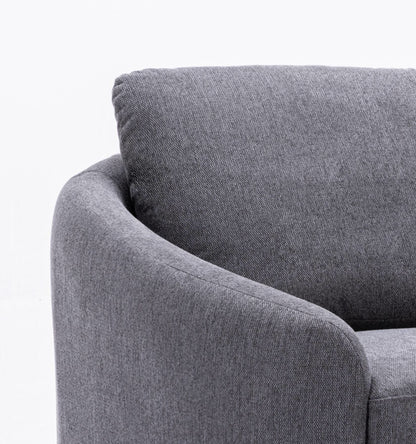 Yuina linen loveseat gray fabric close-up of curved armrest and cushioned back on Tampa Home & Garden Store