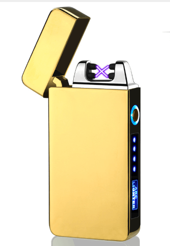 Electric lighter gold metal windproof double-arc plasma USB rechargeable Stevvex on Tampa Home & Garden Store