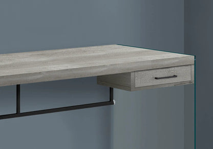 Contemporary computer desk with light gray woodgrain top glass edge storage drawers for home on Tampa Home & Garden Store