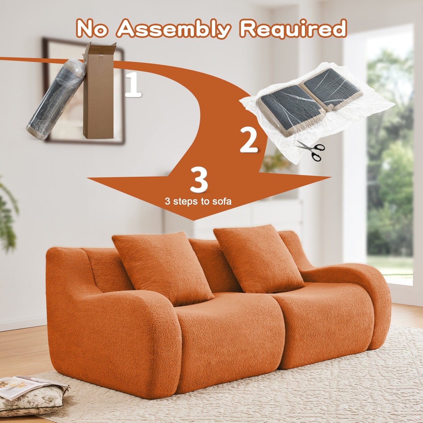Soft Teddy Fabric Boneless Sofa For Living