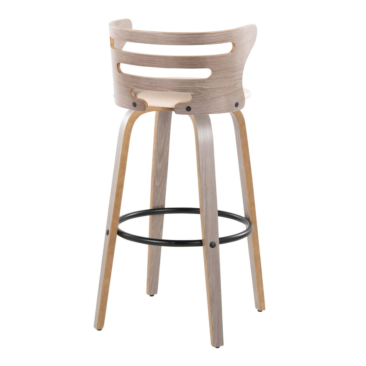 HouseOfZazla mid-century modern fixed-height barstool set with swivel and footrest beige wood on Tampa Home & Garden Store