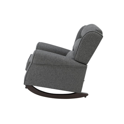Fabien Rocking Chair in Gray with gray fabric upholstery and curved wooden rocker base on Tampa Home & Garden Store