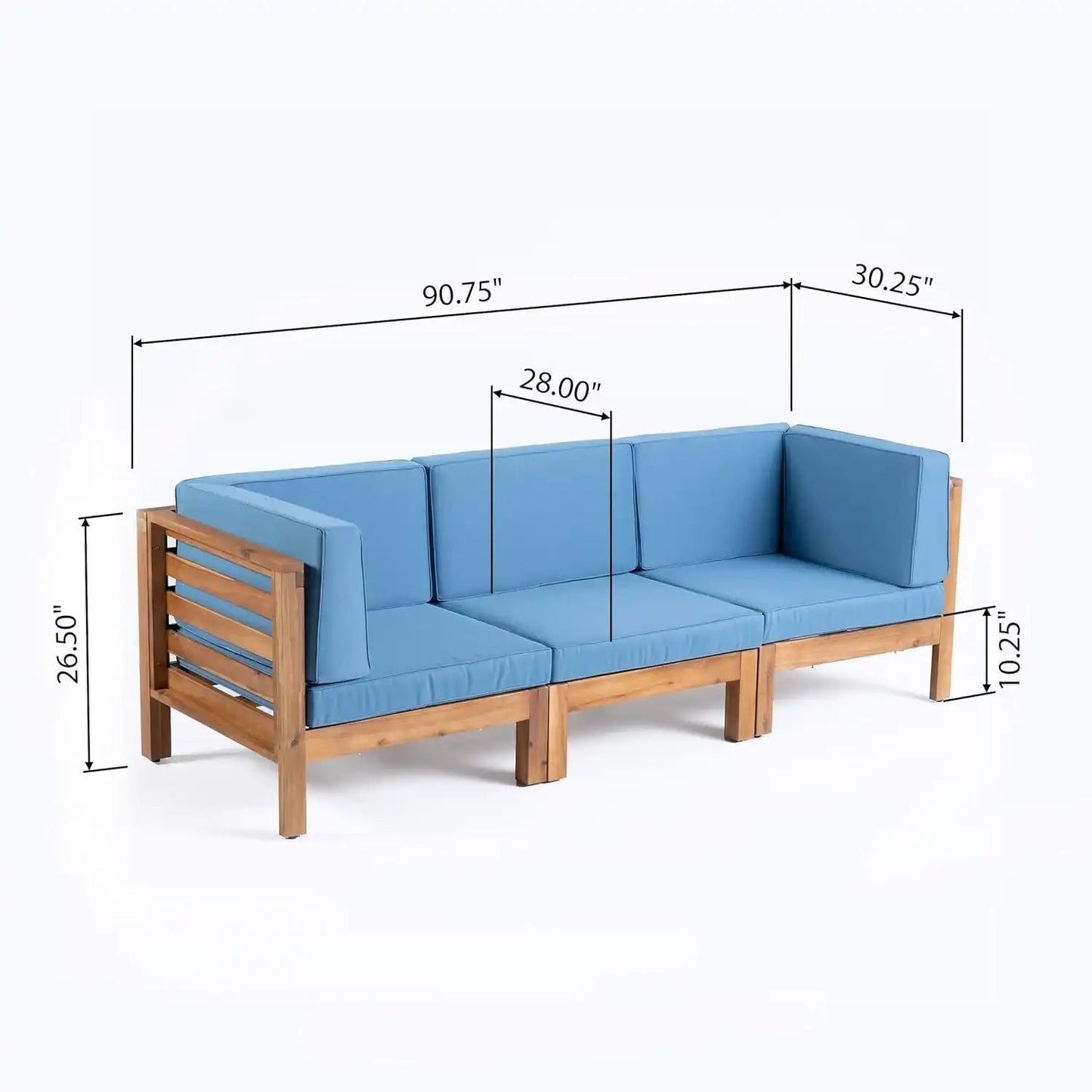 Oana 3-Piece Sofa Set blue cushions on wood frame sectional HouseOfZazla on Tampa Home & Garden Store
