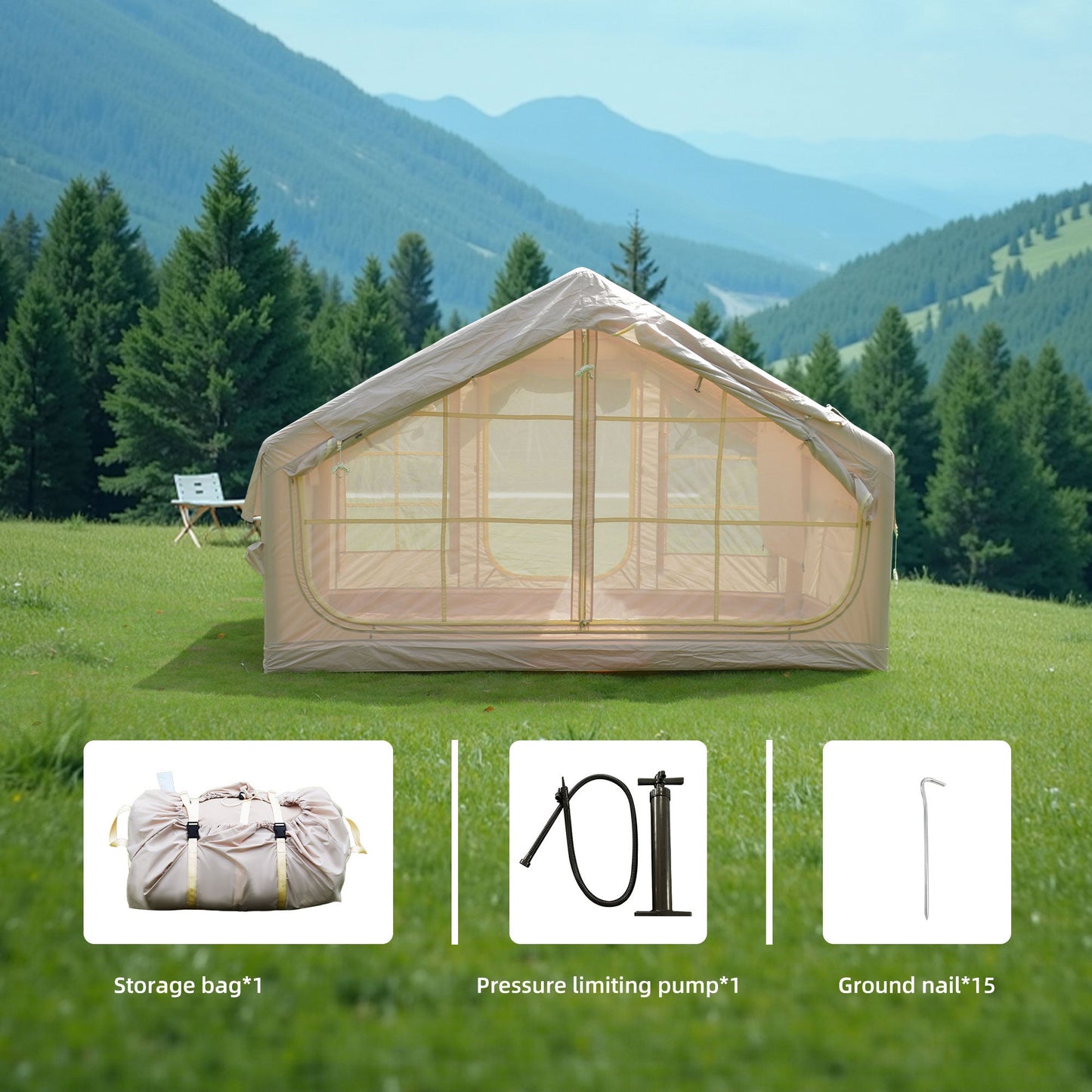 Waterproof Inflatable Camping Tent and Base Mat