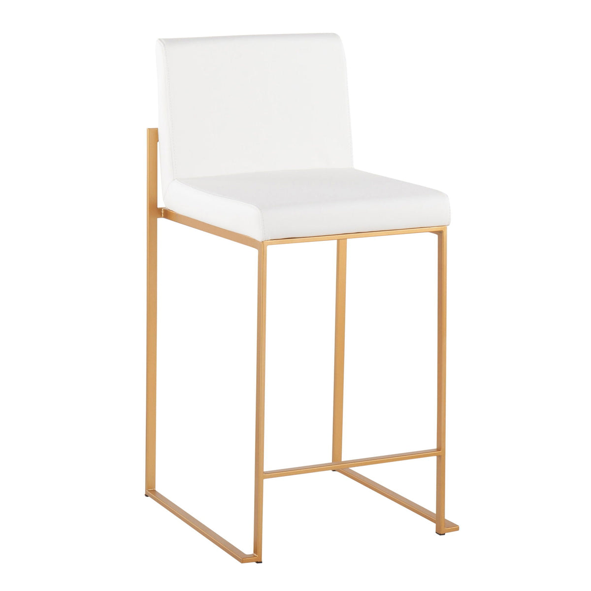 Contemporary high back counter stool with white upholstered seat and gold metal frame by HouseOfZazla on Tampa Home & Garden Store