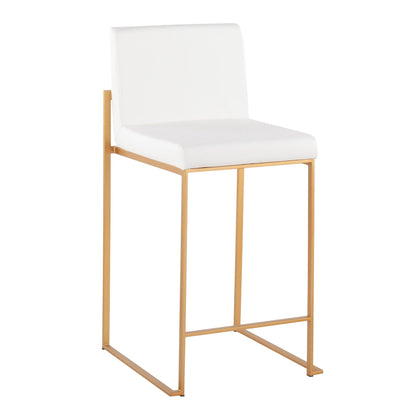 Contemporary high back counter stool with white upholstered seat and gold metal frame by HouseOfZazla on Tampa Home & Garden Store