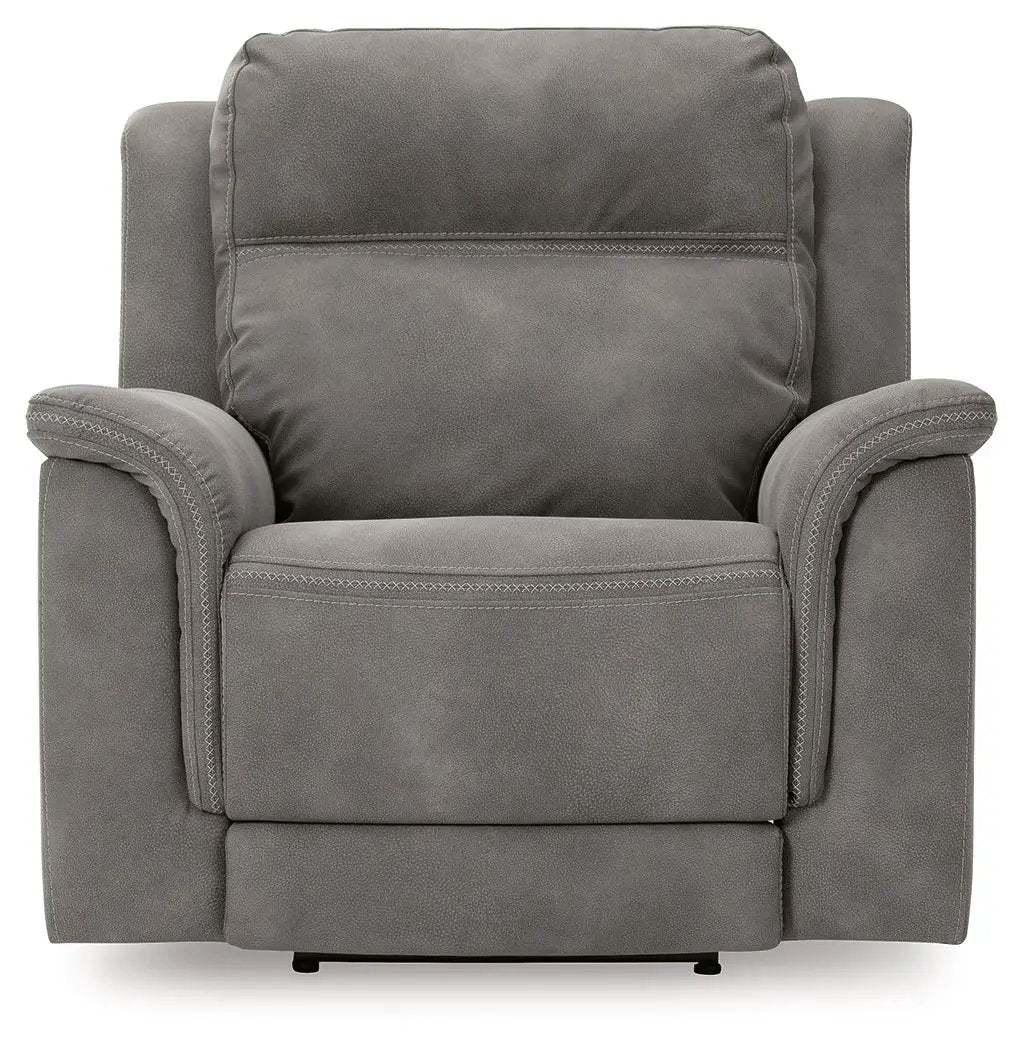 Next-Gen Durapella Power Recliner gray upholstery with padded arms by Unique Piece Furniture on Tampa Home & Garden Store