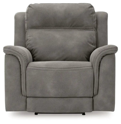Next-Gen Durapella Power Recliner gray upholstery with padded arms by Unique Piece Furniture on Tampa Home & Garden Store
