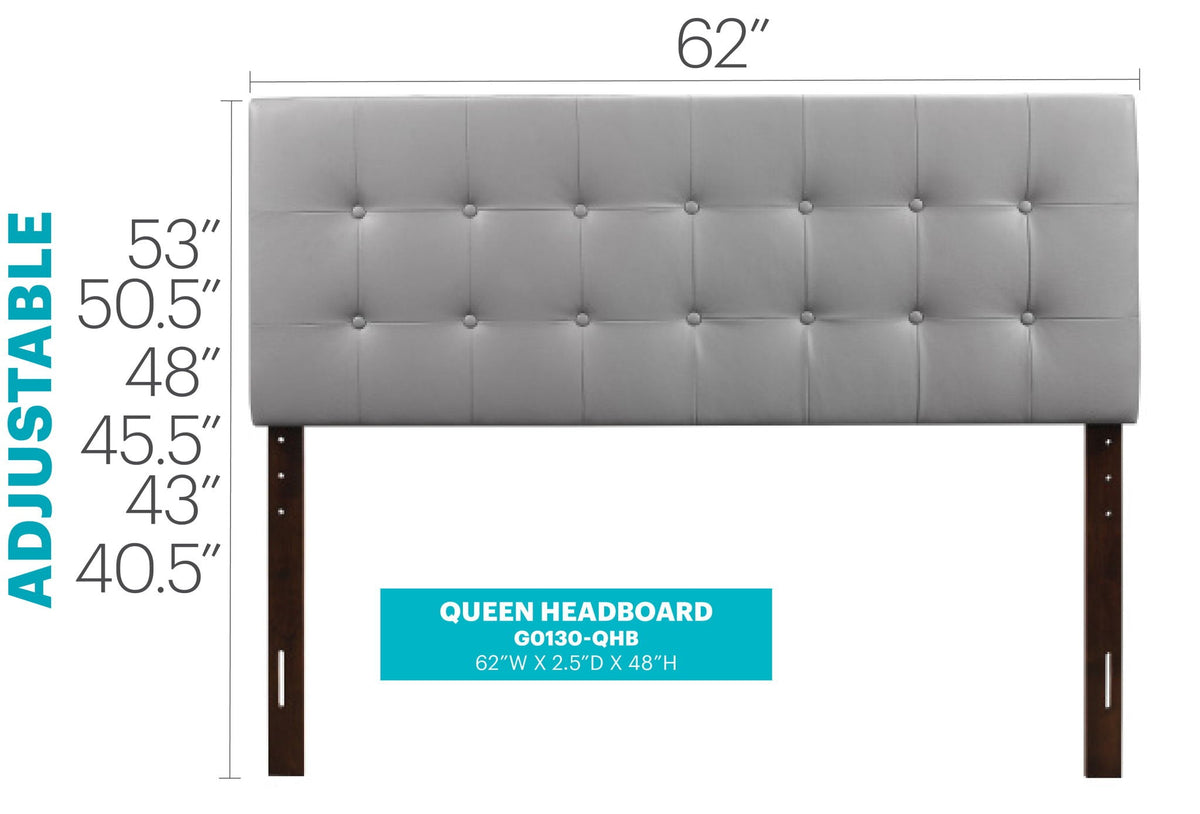 Queen tufted gray headboard with fabric and wood legs, adjustable height HouseOfZazla on Tampa Home & Garden Store