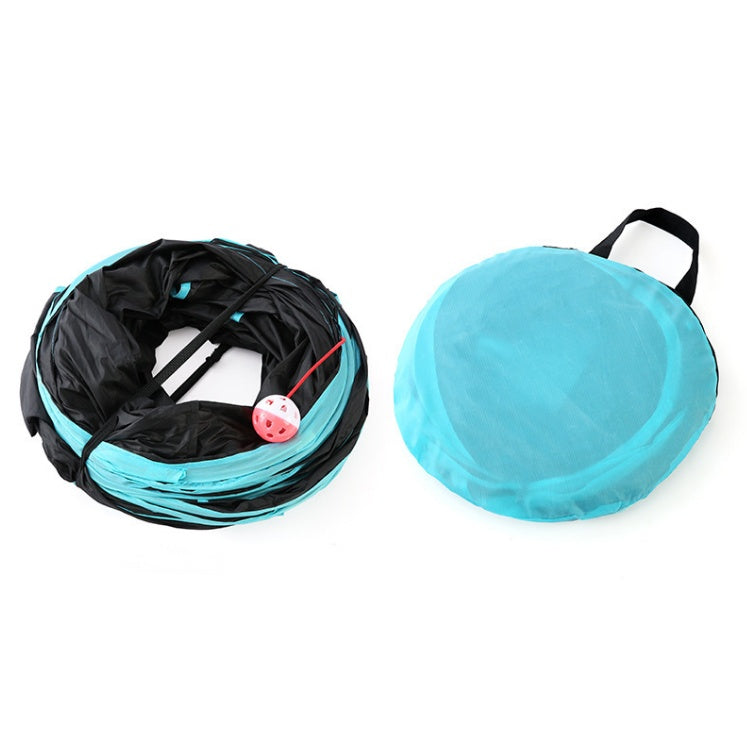 Cat tunnel set: collapsible S-type tunnel in black turquoise with round cover pink ball on Tampa Home & Garden Store
