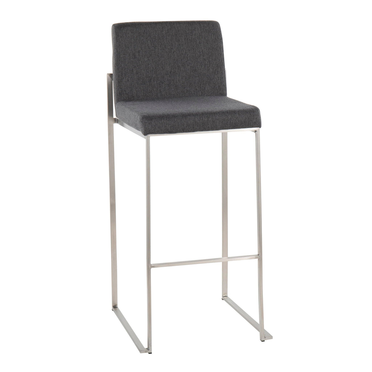 Contemporary high-back barstool, upholstered dark gray fabric, chrome frame HouseOfZazla on Tampa Home & Garden Store