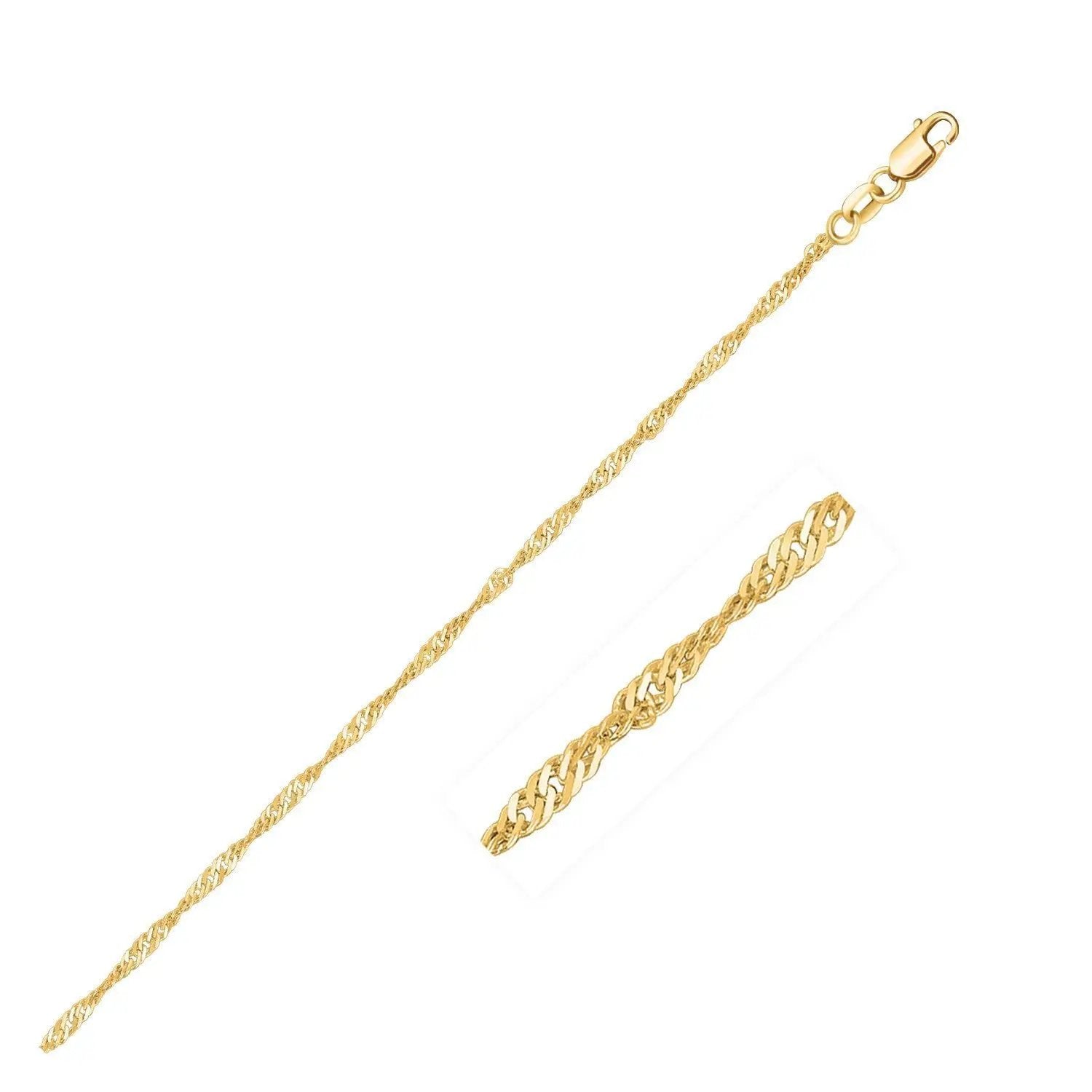 10k yellow gold Singapore chain necklace 1.50 mm, two pieces shown on Tampa Home & Garden Store